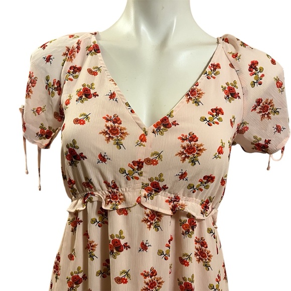 Madewell Tie-Sleeve Ruffle-Waist Midi Dress in Countryside Blooms size 00 - Picture 3 of 12